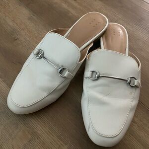Target brand A New Day white loafers mules with silver buckles - size 6
